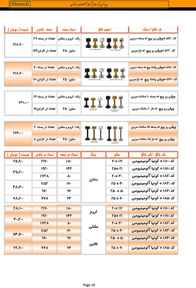 لیست قیمت بهسازان صفحه 16